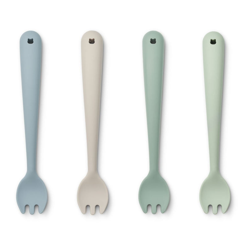 Liewood Lot de 4 fourchettes Scott  - Dusty mint multi mix - Couverts