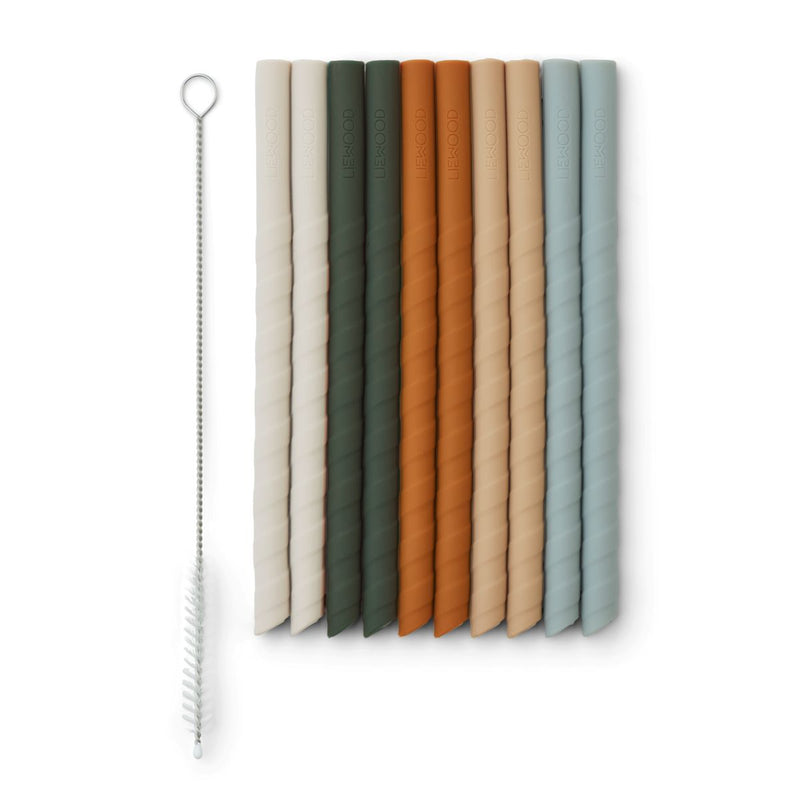 Liewood Lot de 10 pailles Timoti - Mustard multi mix - Pailles