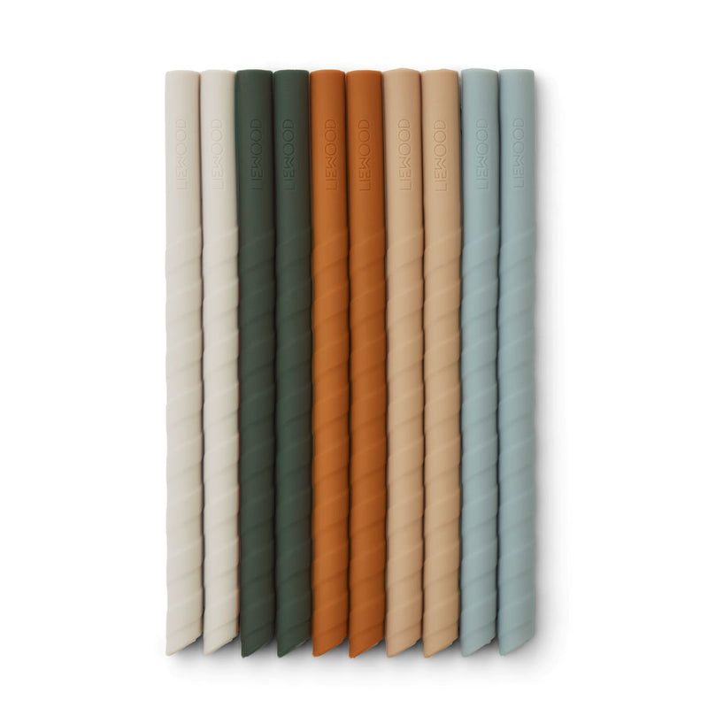 Liewood Lot de 10 pailles Timoti - Mustard multi mix - Pailles