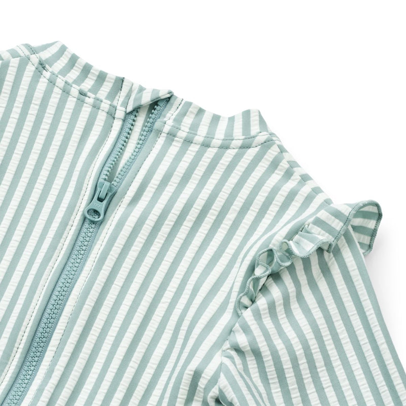 Liewood Combinaison De Bain En Crépon De Coton Sille - Y/D stripe: Sea blue/white - Maillot de bain