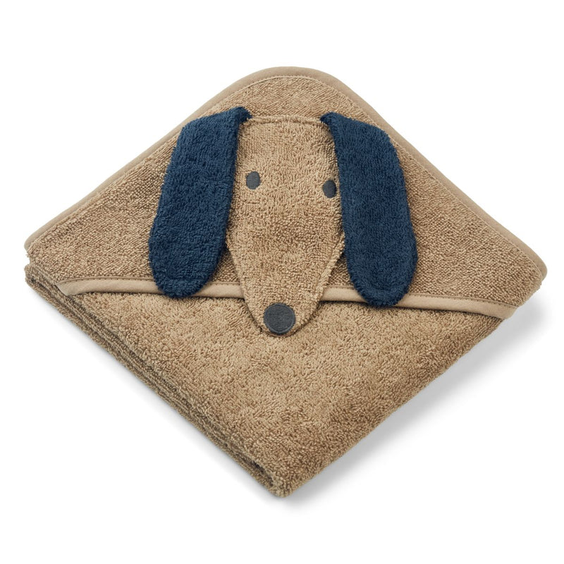 Liewood Serviette bébé à capuche Albert - Dog / oat mix - Serviettes / Gants de toilettes