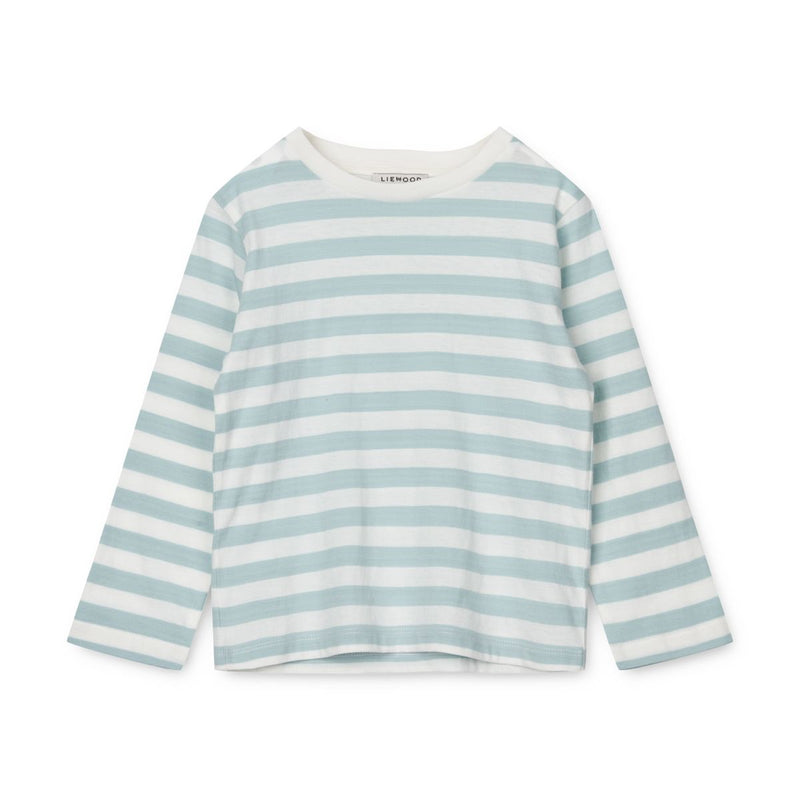 Liewood T-shirt Apia - Y/D stripe: Sea blue/white - T-shirt