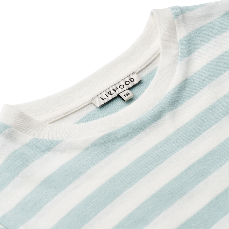 Liewood T-shirt Apia - Y/D stripe: Sea blue/white - T-shirt