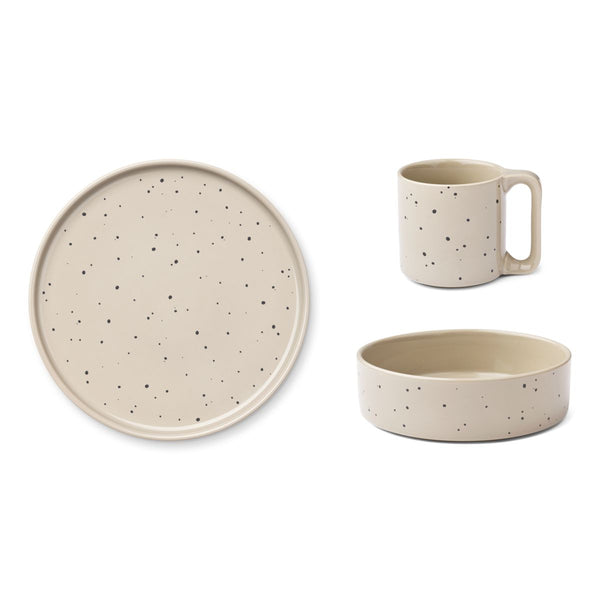 Liewood Ensemble de vaisselle en porcelaine Camren - Splash dots / Mist - Ensemble de vaisselle