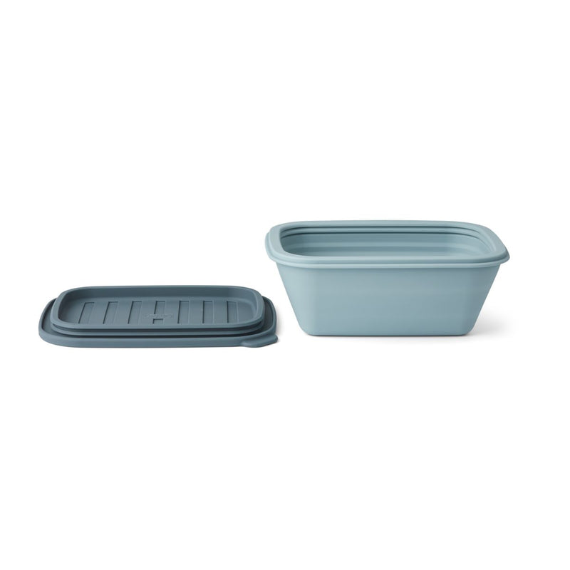 Liewood Boîte à goûter pliable Franklin - Sea blue / Whale blue - Boîte à goûter