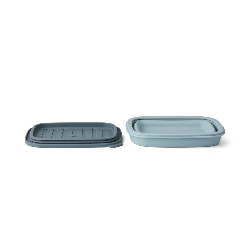 Liewood Boîte à goûter pliable Franklin - Sea blue / Whale blue - Boîte à goûter
