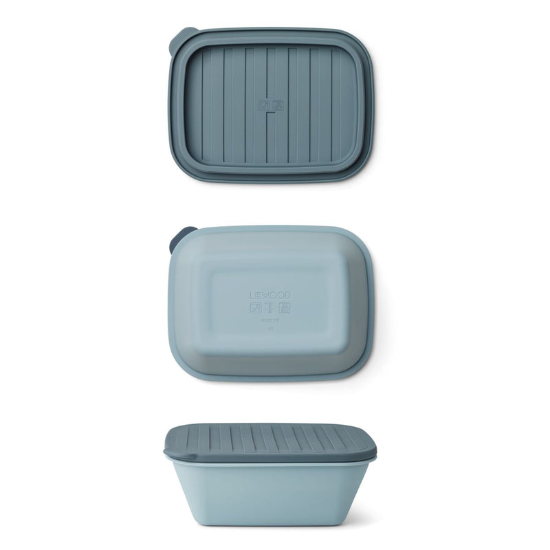 Liewood Boîte à goûter pliable Franklin - Sea blue / Whale blue - Boîte à goûter