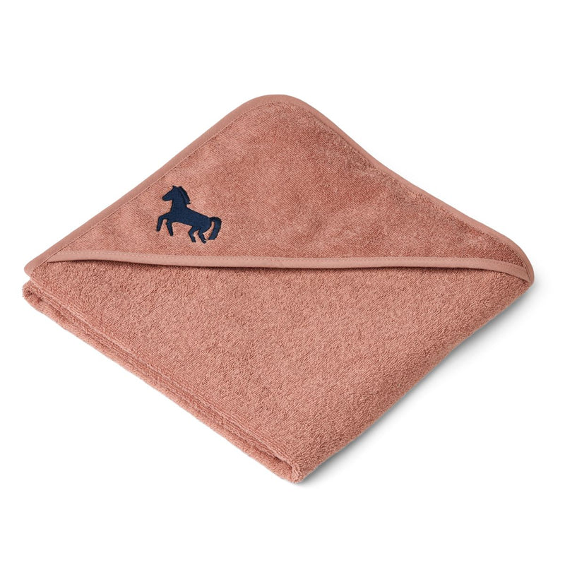 Liewood Serviette à capuche pour bébé Goya - Horses / Dark rosetta - Serviettes / Gants de toilettes