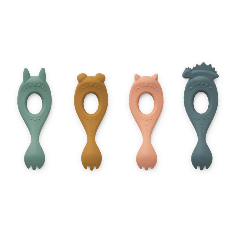 Liewood Liva Fourchette en Silicone 4 Pack - Tuscany rose multi mix - Couverts