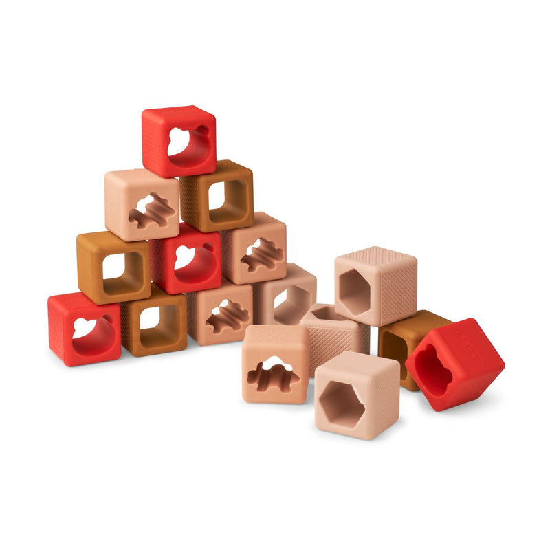 Liewood Lot de 16 blocs de construction Loren - Rose multi mix - Blocks de construction