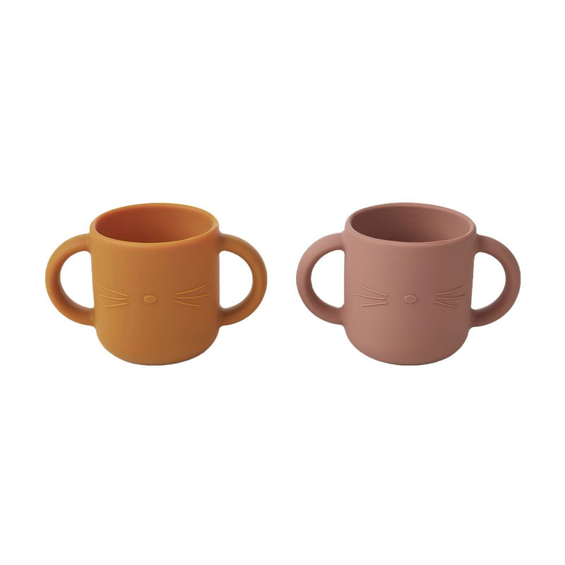 Liewood Lot de 2 Gobelets en silicone Gene - Cat dark rose - Gobelet