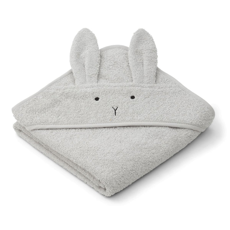 Liewood Serviette bébé à capuche Albert - Rabbit dumbo grey - Serviettes / Gants de toilettes