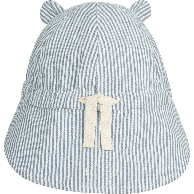 Liewood Chapeau de soleil en lin Gorm - Y/D stripe: Blue wave/creme de la creme - Chapeaux & Casquettes