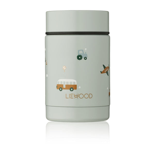 Liewood Pot alimentaire Nadja 250 ml - Vehicles/dove blue mix - La boîte alimentaire