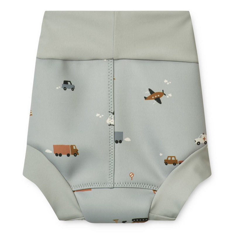 Liewood Couche de bain Valentin - Vehicles / Dove blue - Pantalon de bain