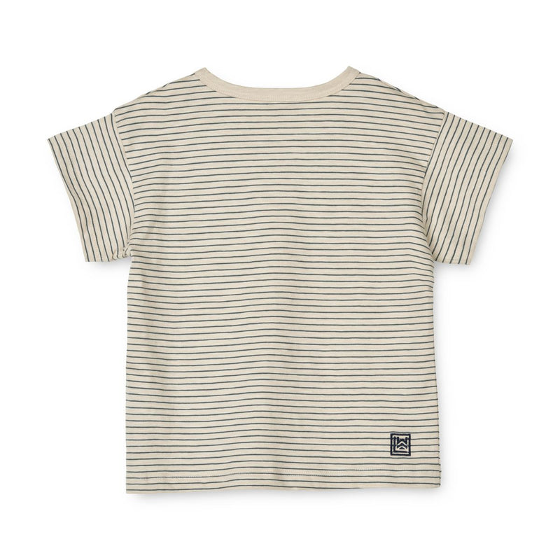 Liewood T-Shirt En Jersey À Rayures - Y/D stripes Whale blue / Sandy - T-shirt