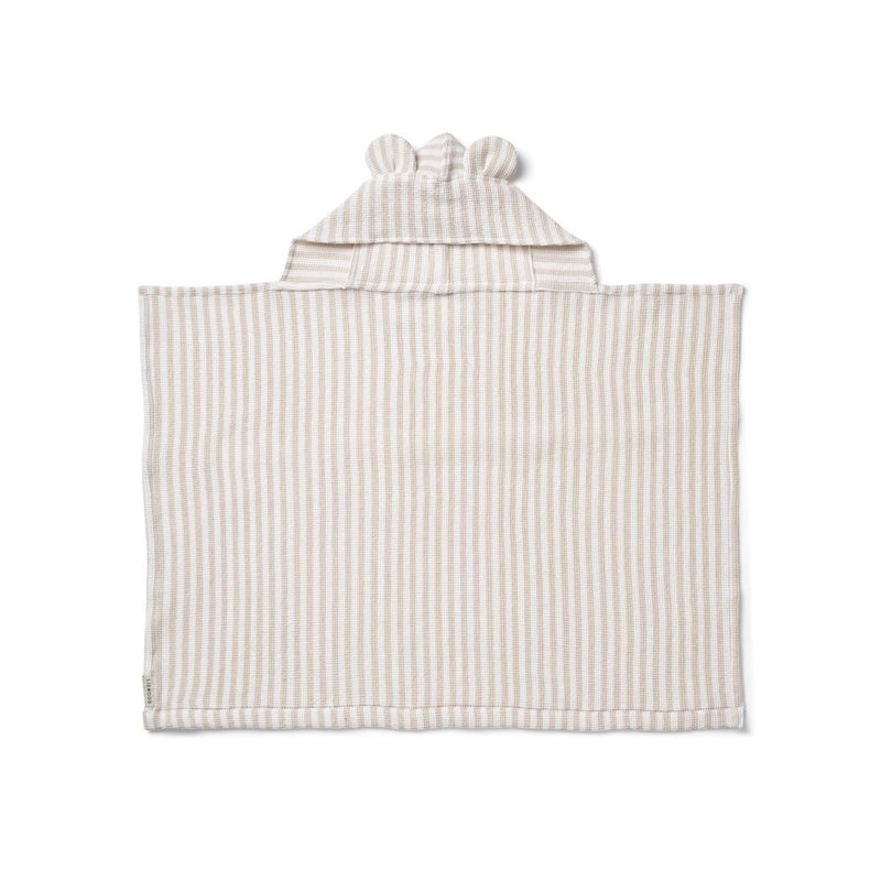 Liewood Serviette à capuche pour bébé Vilas - Y/D stripes Crisp white / Sandy - Serviettes / Gants de toilettes